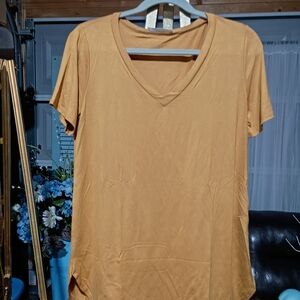 Casual V-Neck Tan Women's Tee